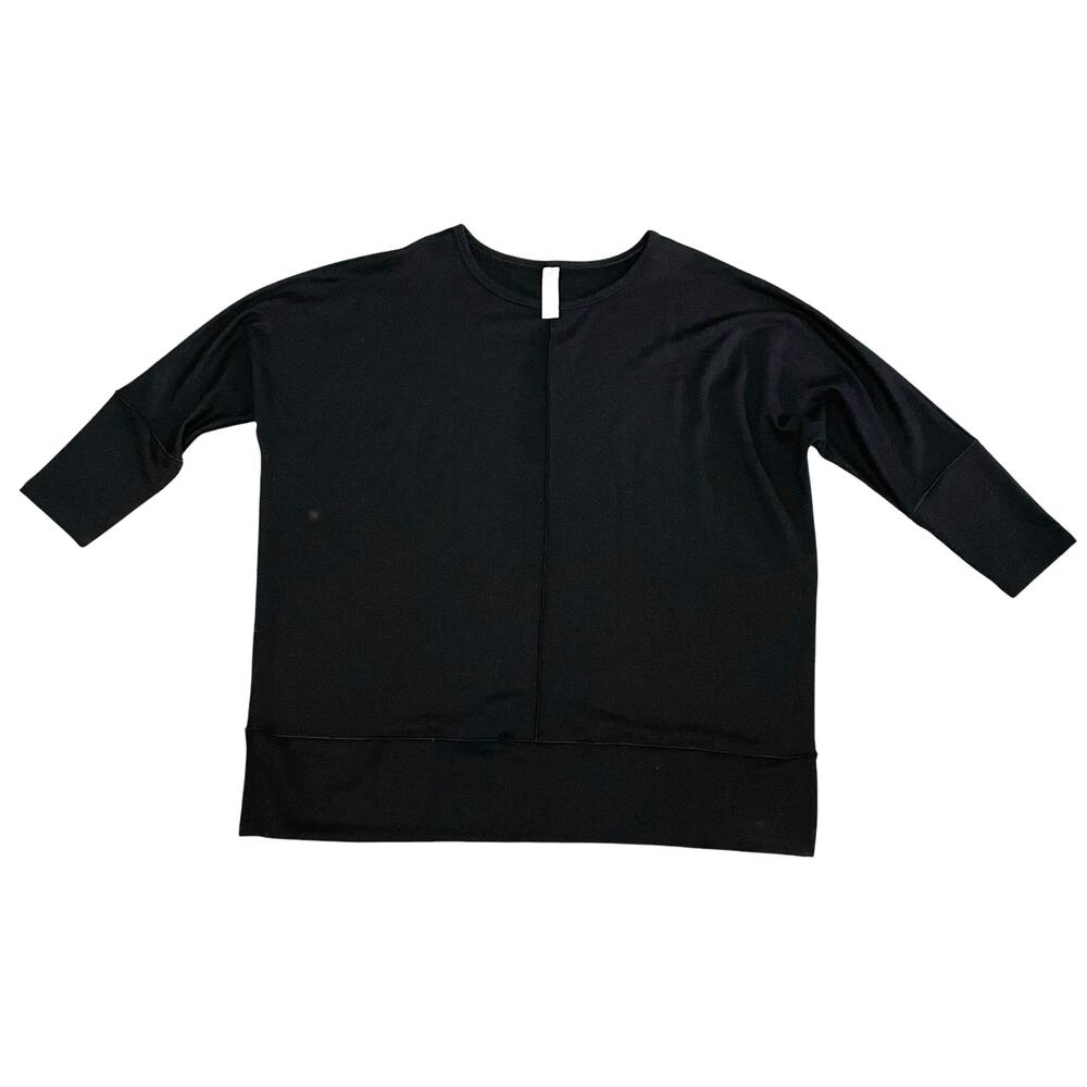 SPANX Perfect Length Top 3/4 Dolman Sleeve Sweatshirt Relaxed Fit Black Medium